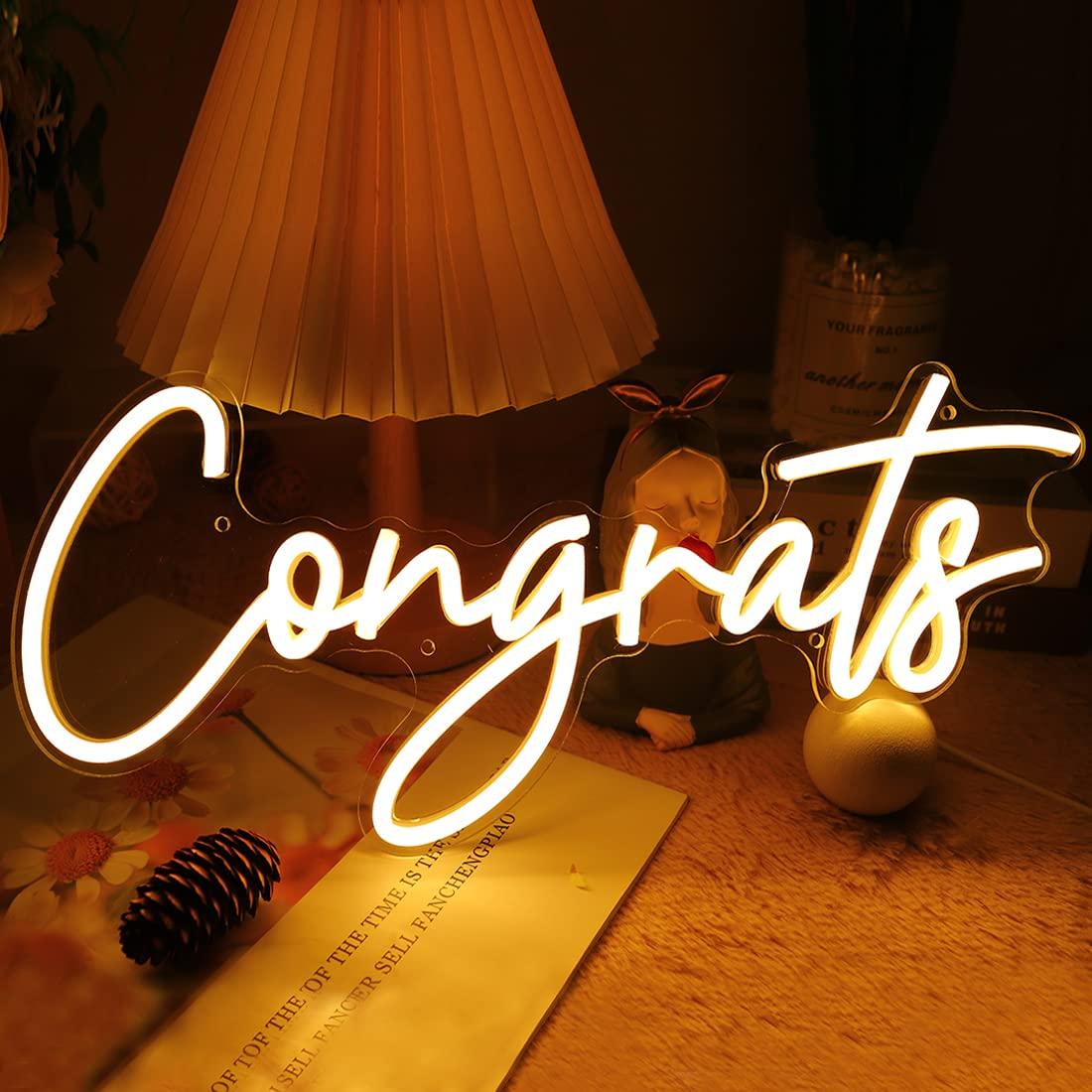 Lighting Decoration For Wedding - Congrats Neon Sign USB Dimmable LED