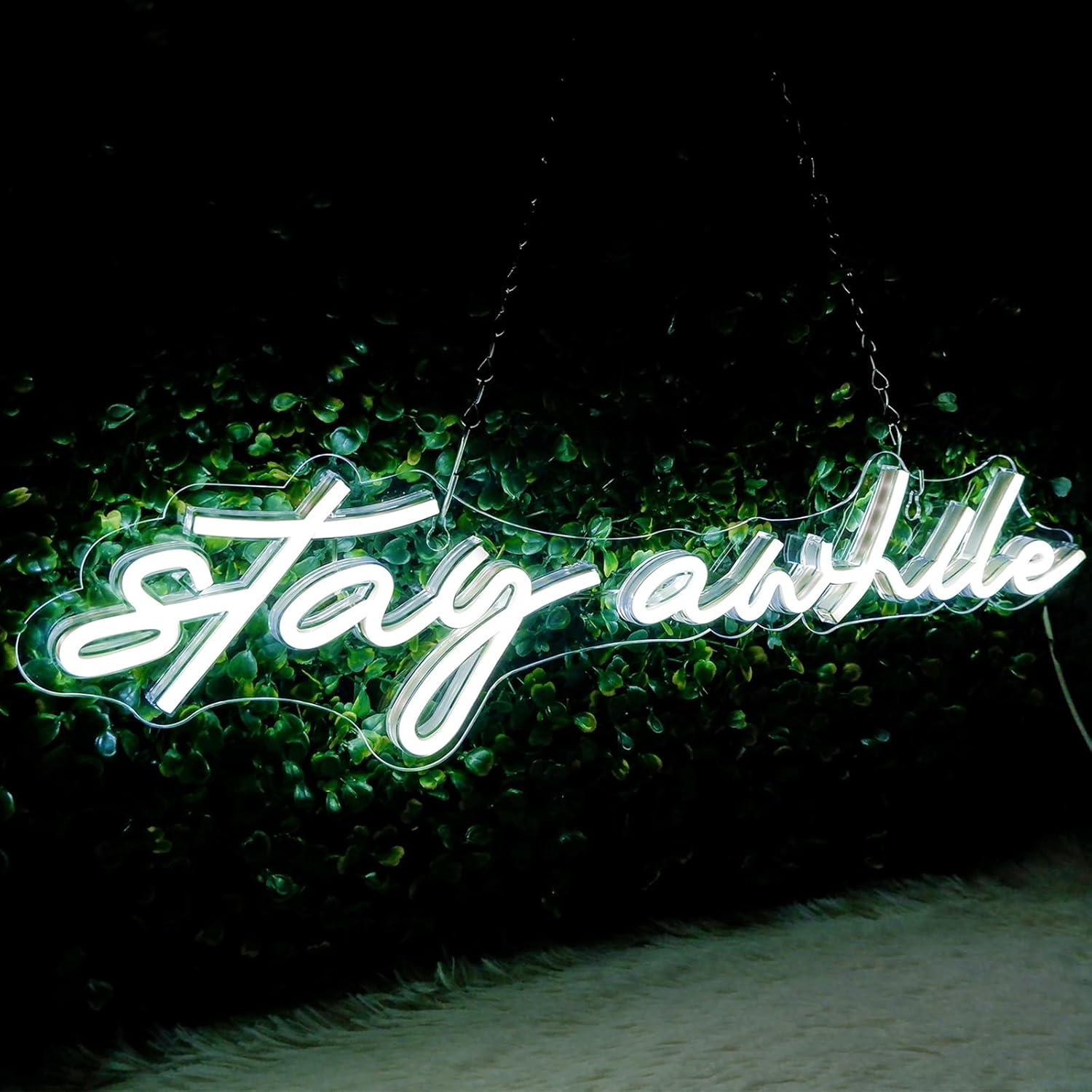 Led Lighting Wall Decor - Stay Awhile Neon Signs USB Dimmable