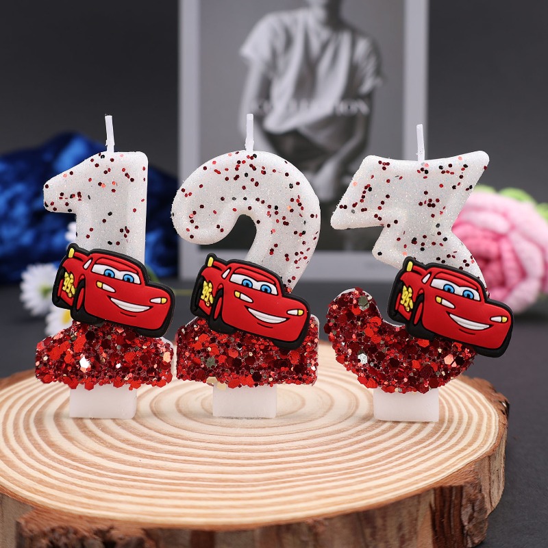 Lighting Mcqueen Decor - Cartoon 0-9 Digital Cake Decoration Birthday
