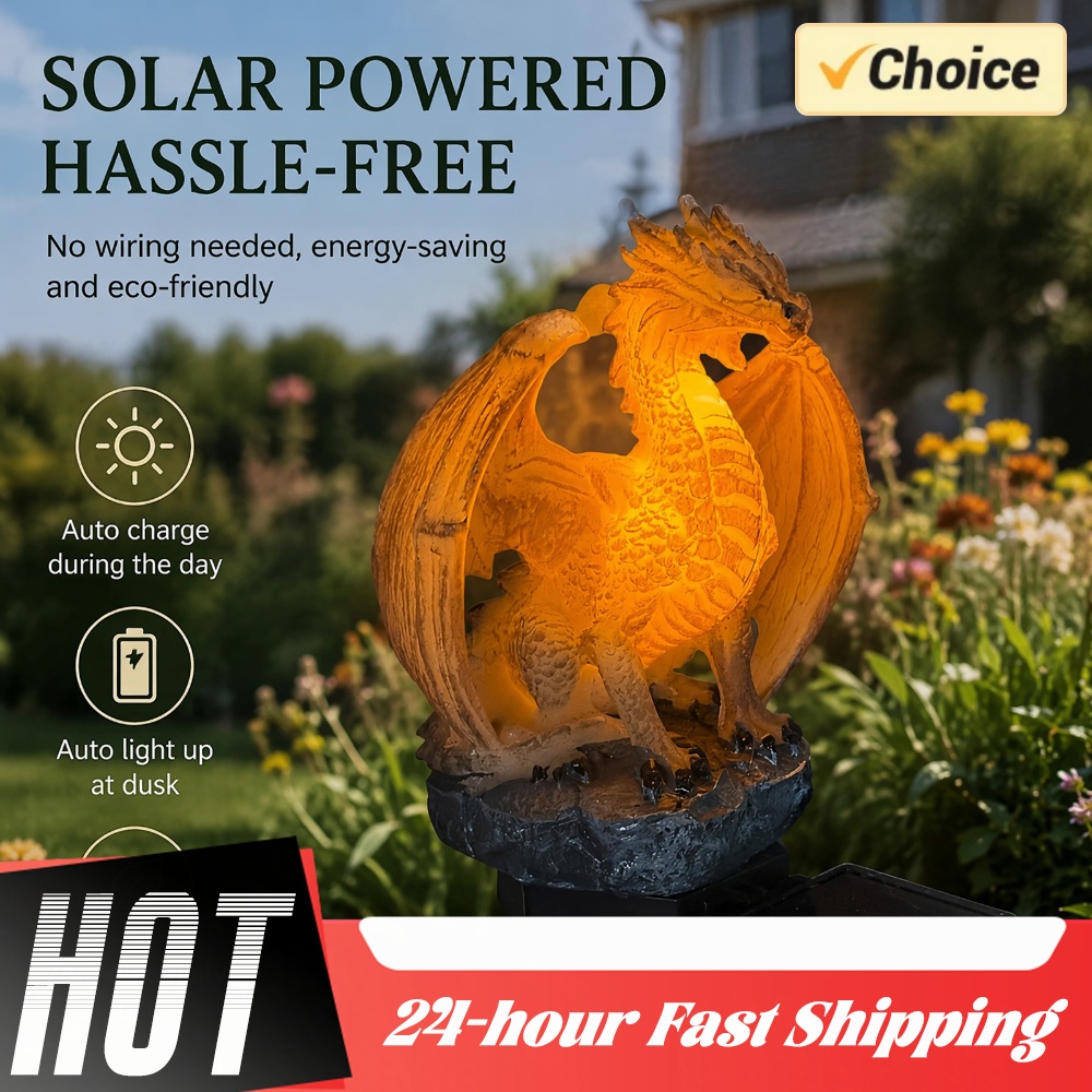 Unique Lighting Decor - Dragon Solar Garden Light Energy-Efficient Resin