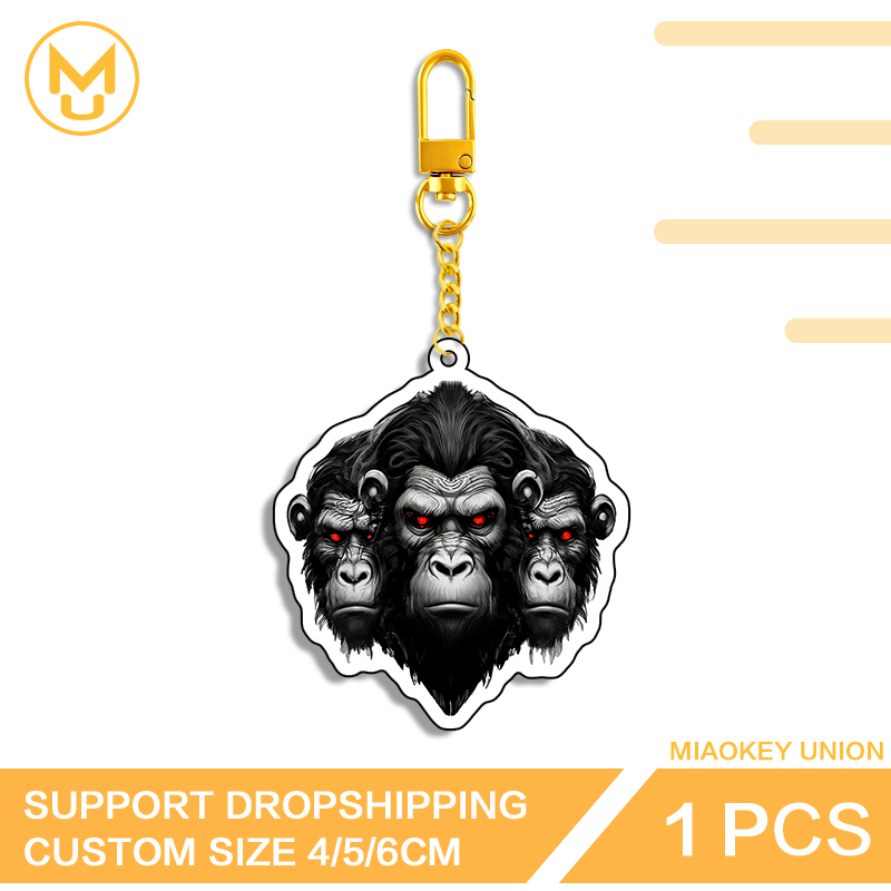 Union Lighting & Decor Affiliate Program Collabs - Three Chimpanzee Heads Keyring Lighting Furry