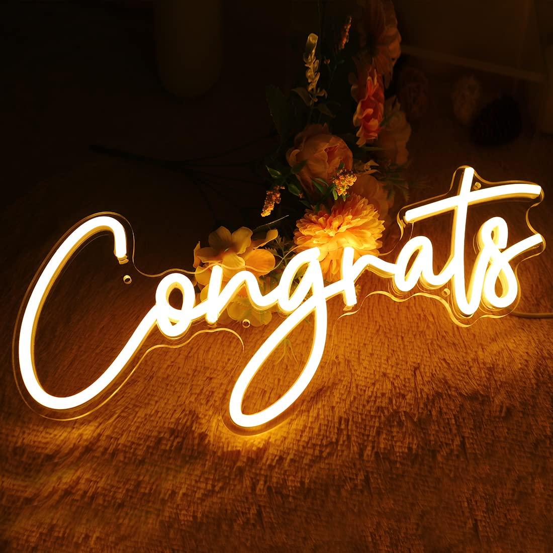 Congrats Neon Sign USB Dimmabl - Lighting Decoration For Wedding review and price