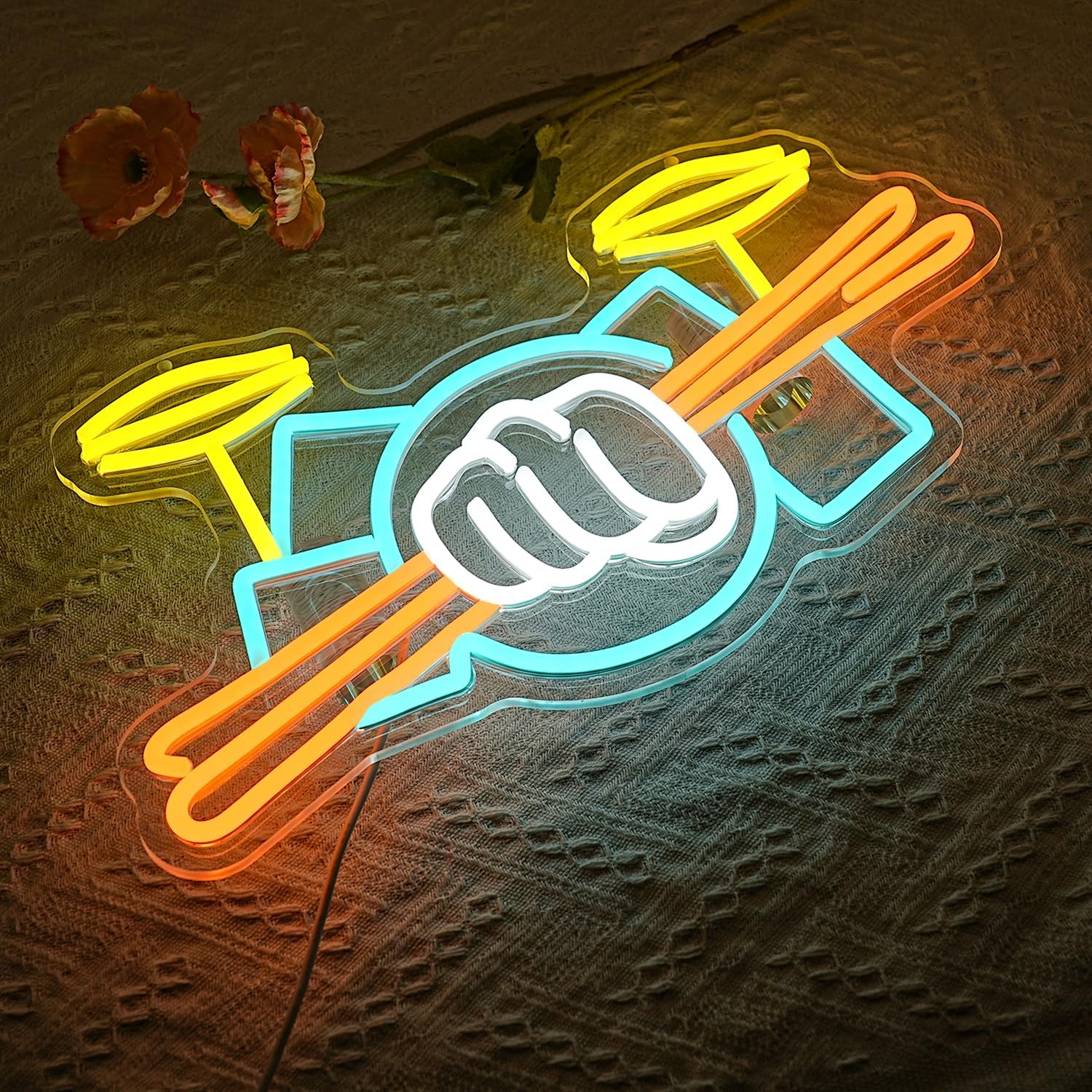 Drum Set Neon Sign USB Powered - Led Lighting Wall Decor review and price