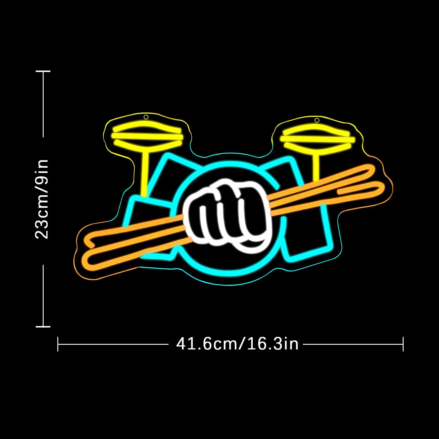 Drum Set Neon Sign USB Powered - Led Lighting Wall Decor review and price