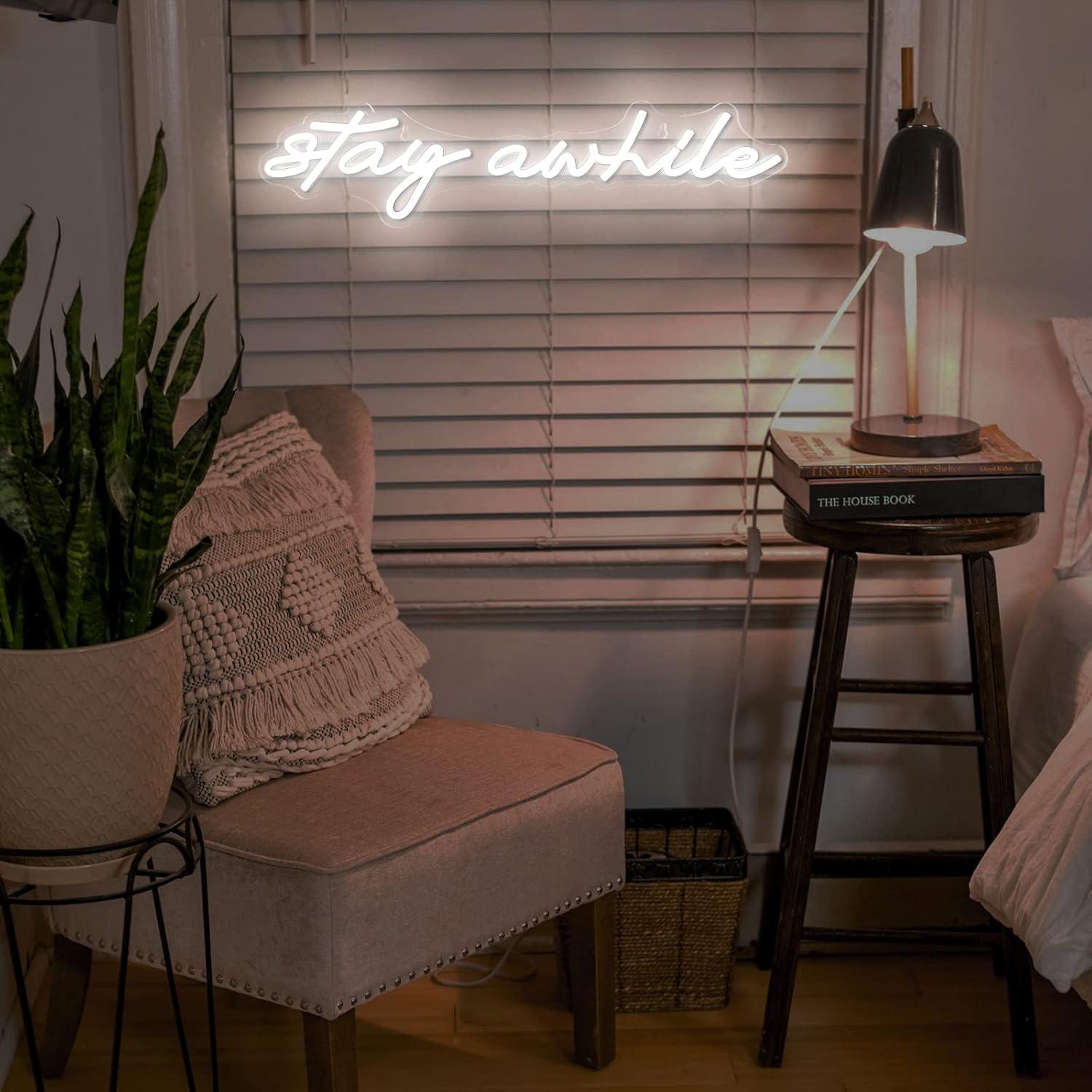Stay Awhile Neon Signs USB Dim - Led Lighting Wall Decor review and price