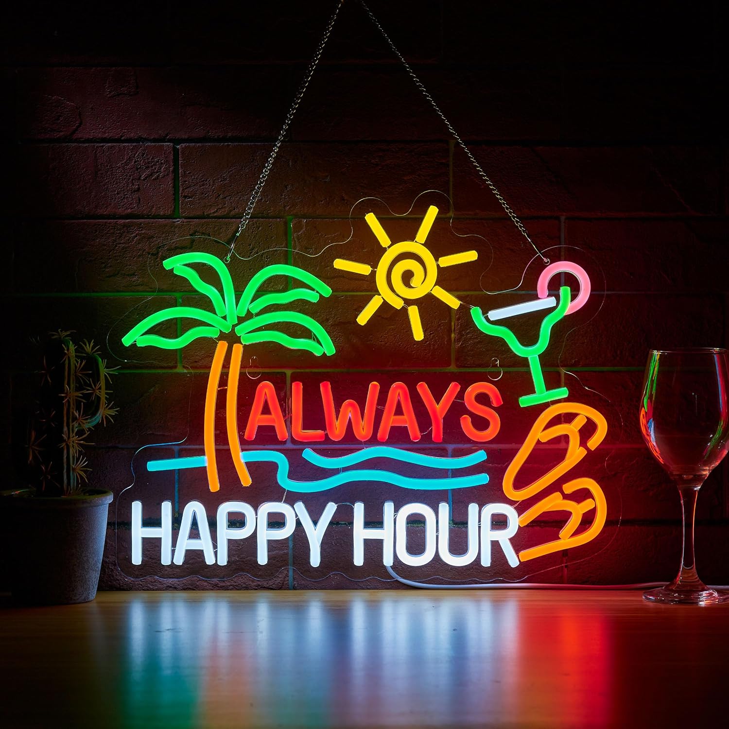 Always Happy Hour Beer Bar Neo - Led Lighting Wall Decor review and price