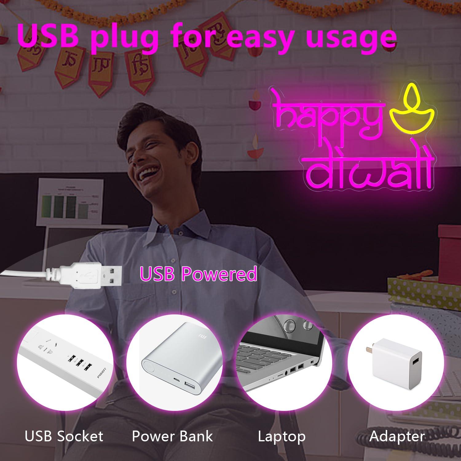 Happy Diwali Neon Sign USB Pow - Lighting Decor For Diwali review and price