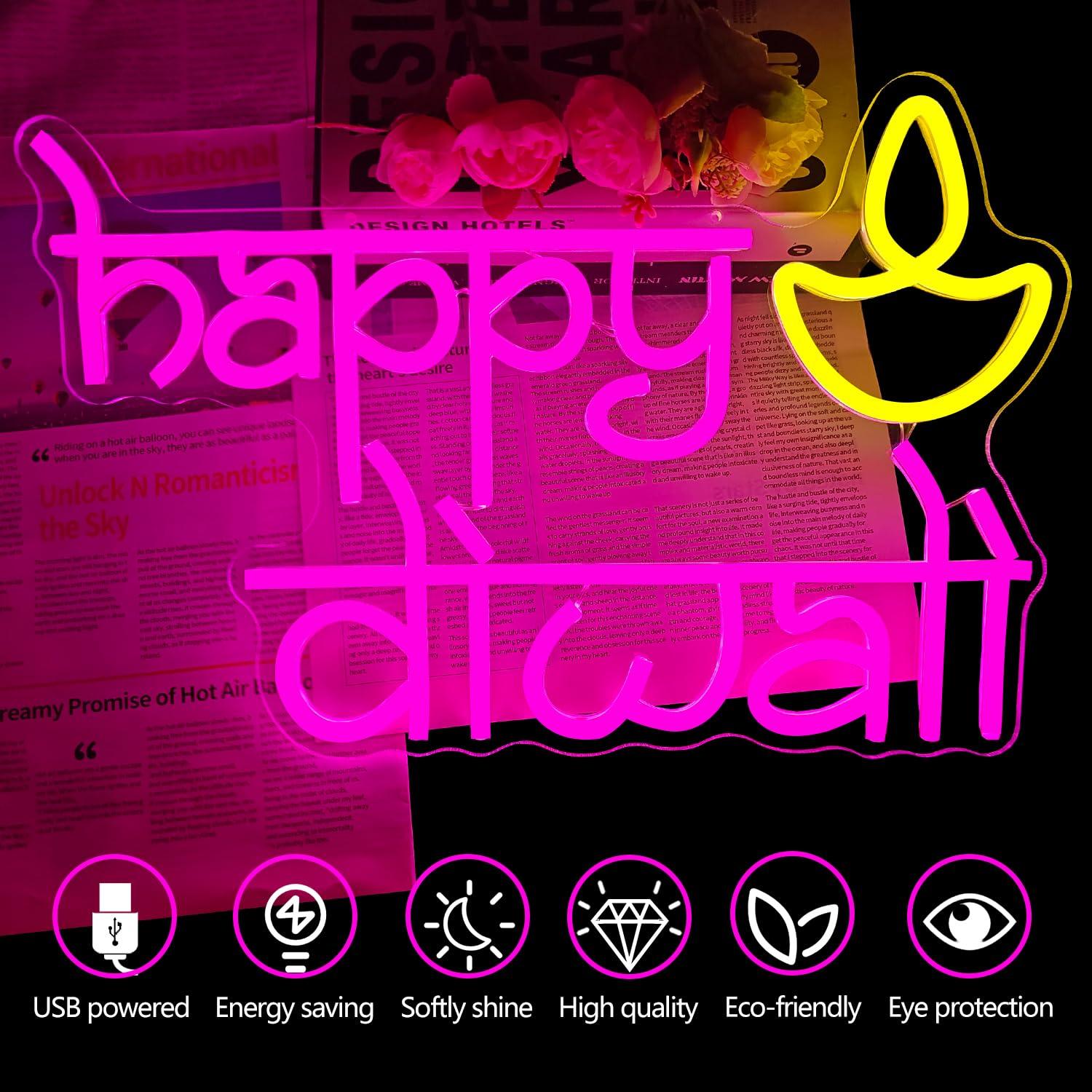 Happy Diwali Neon Sign USB Pow - Lighting Decor For Diwali review and price