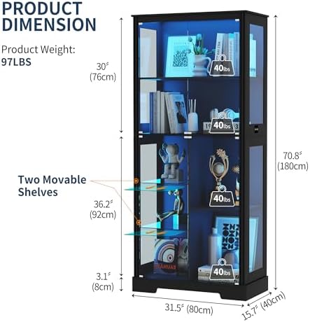 71'' Display Cabinet with 5-Ti - Lighting & Home Decor Studio Photos review and price
