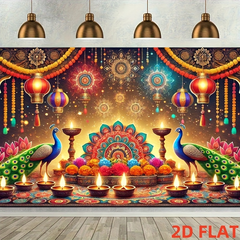 Diwali Peacock Lantern Tapestr - Lighting Decor For Diwali review and price