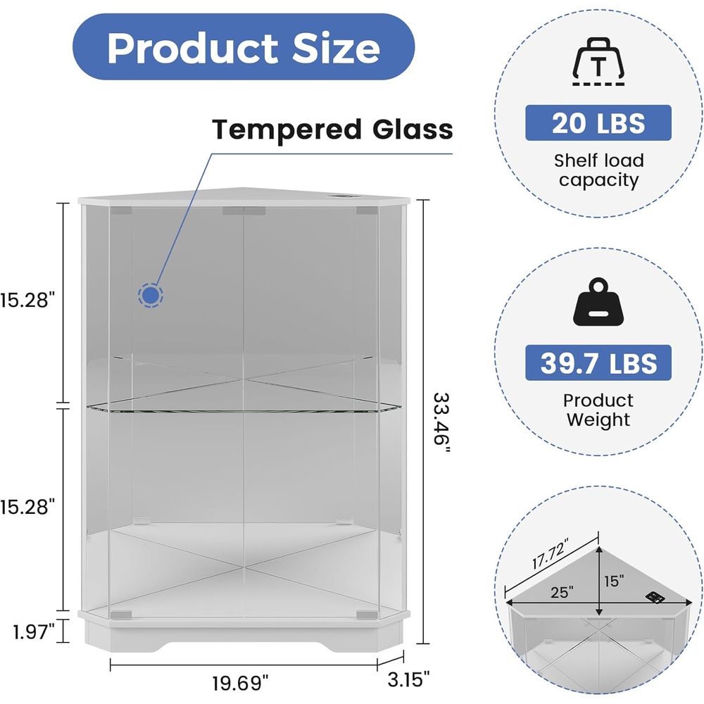 2-Tier Glass Display Cabinet w - Lighting & Home Decor Studio Photos review and price