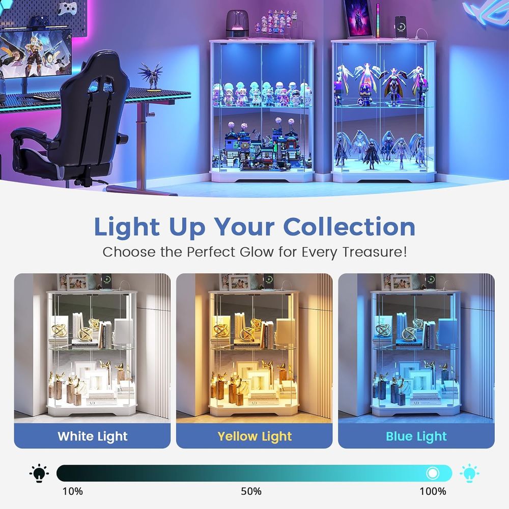 2-Tier Glass Display Cabinet w - Lighting & Home Decor Studio Photos review and price