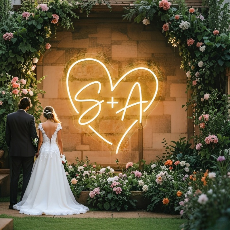 Custom Initials Heart LED Neon - Lighting Decoration For Wedding review and price