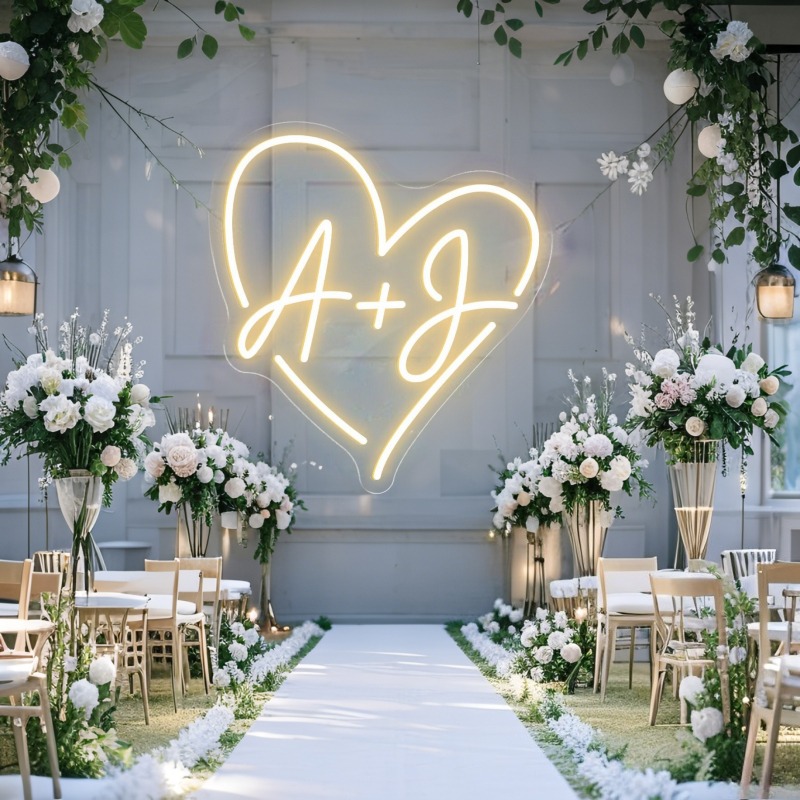 Custom Initials Heart LED Neon - Lighting Decoration For Wedding review and price