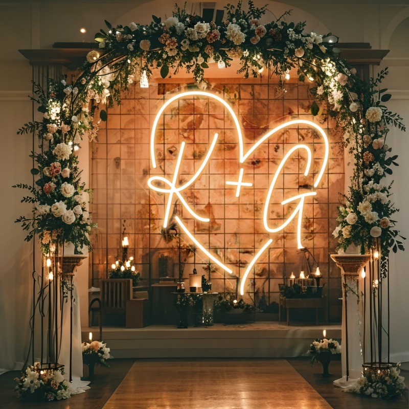 Custom Initials Heart LED Neon - Lighting Decoration For Wedding review and price