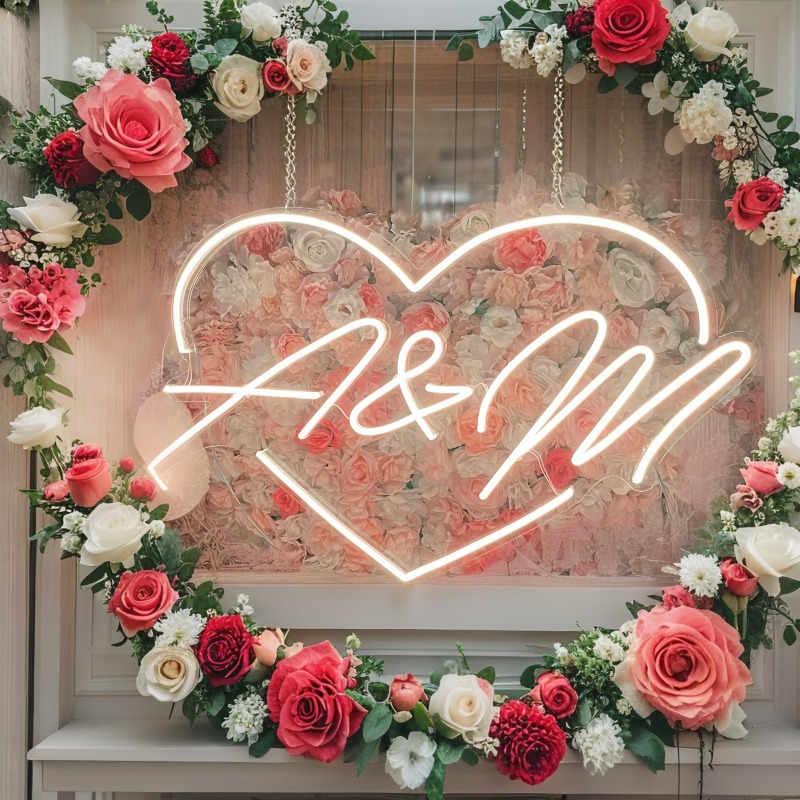 Custom Initials Heart LED Neon - Lighting Decoration For Wedding review and price