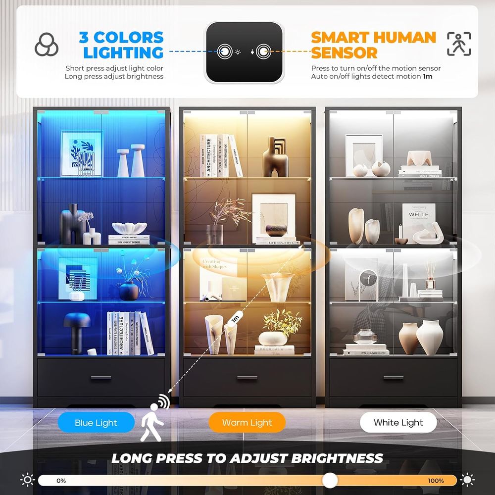 4-Tier Glass Curio Cabinet wit - Lighting & Home Decor Studio Photos review and price