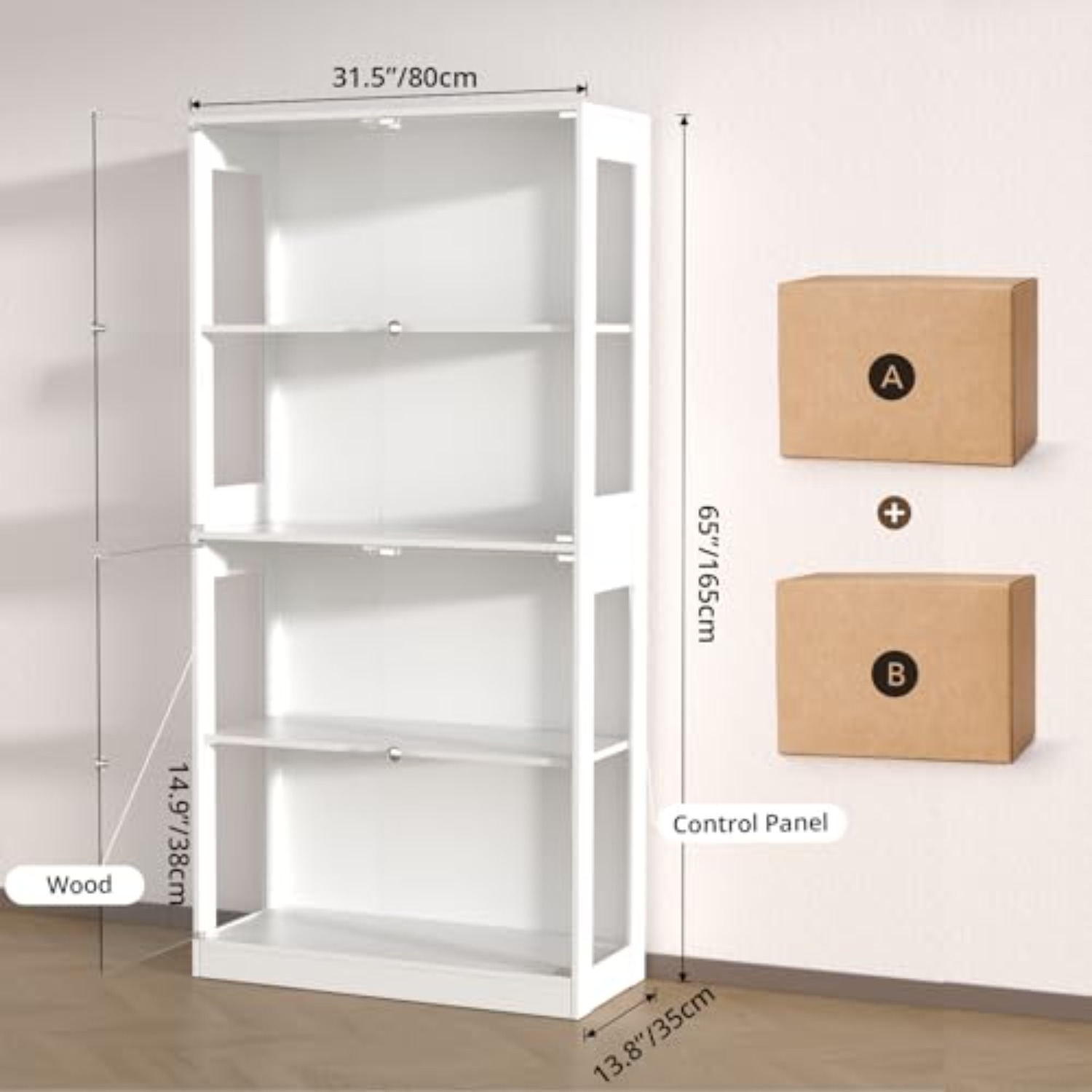 65'' Display Cabinet with Glas - Lighting & Home Decor Studio Photos review and price