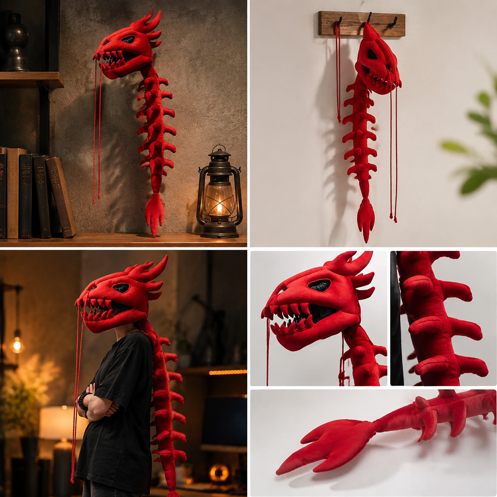 Dragon Skull Spine Plush Hood  - Unique Lighting Decor review and price