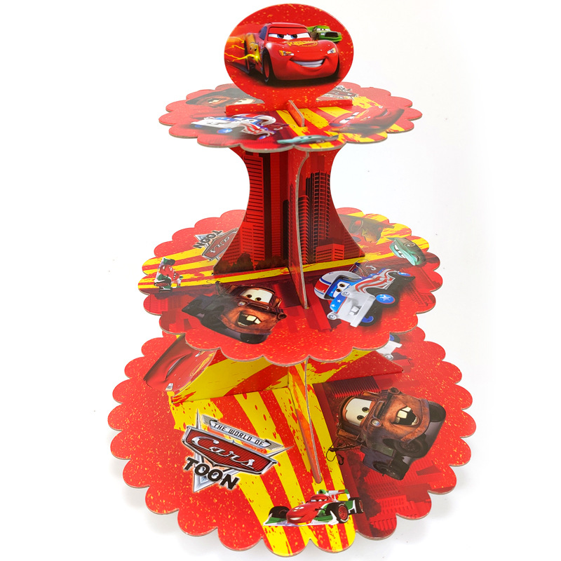 3 Tier Cartoon Race Car Paper  - Lighting Mcqueen Decor review and price