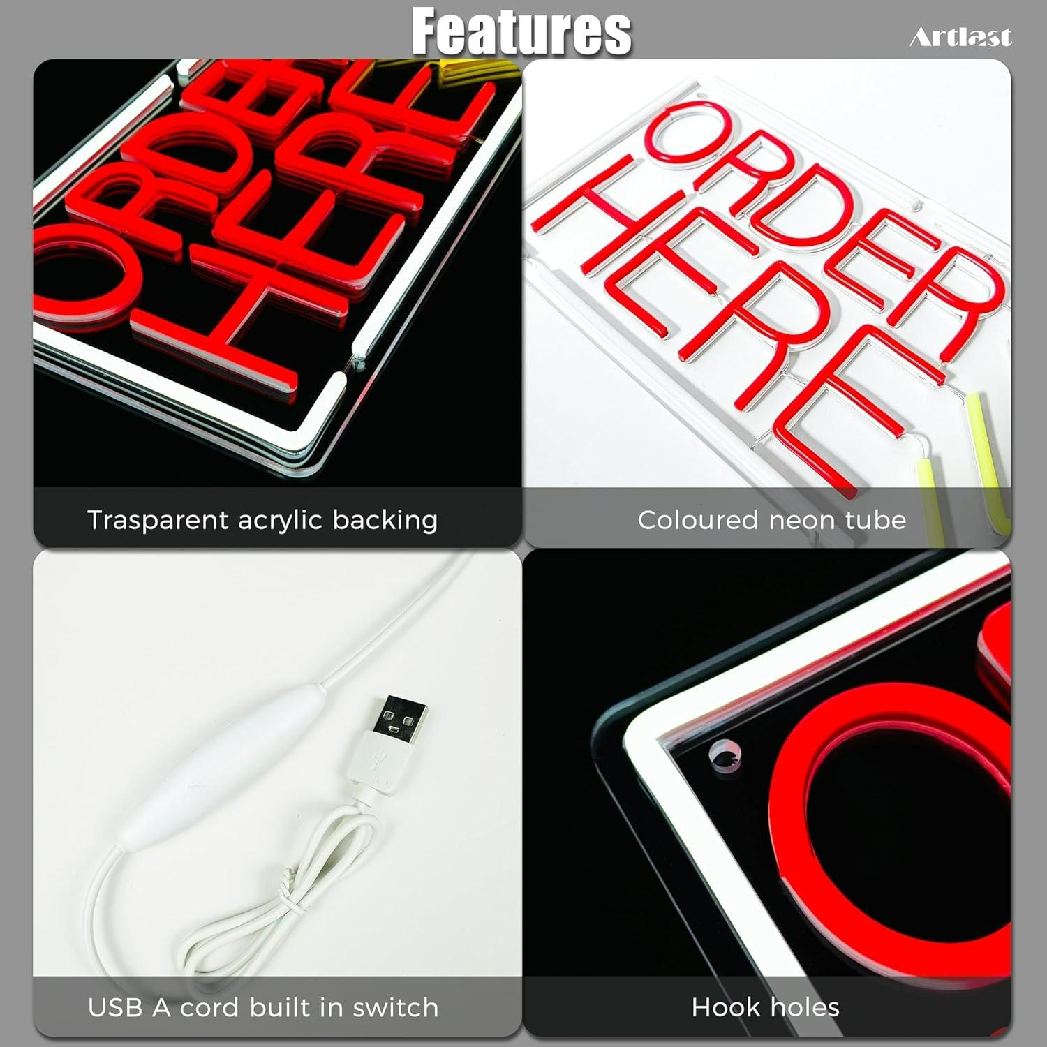 Order Here Neon Sign USB Dimma - Led Lighting Wall Decor review and price